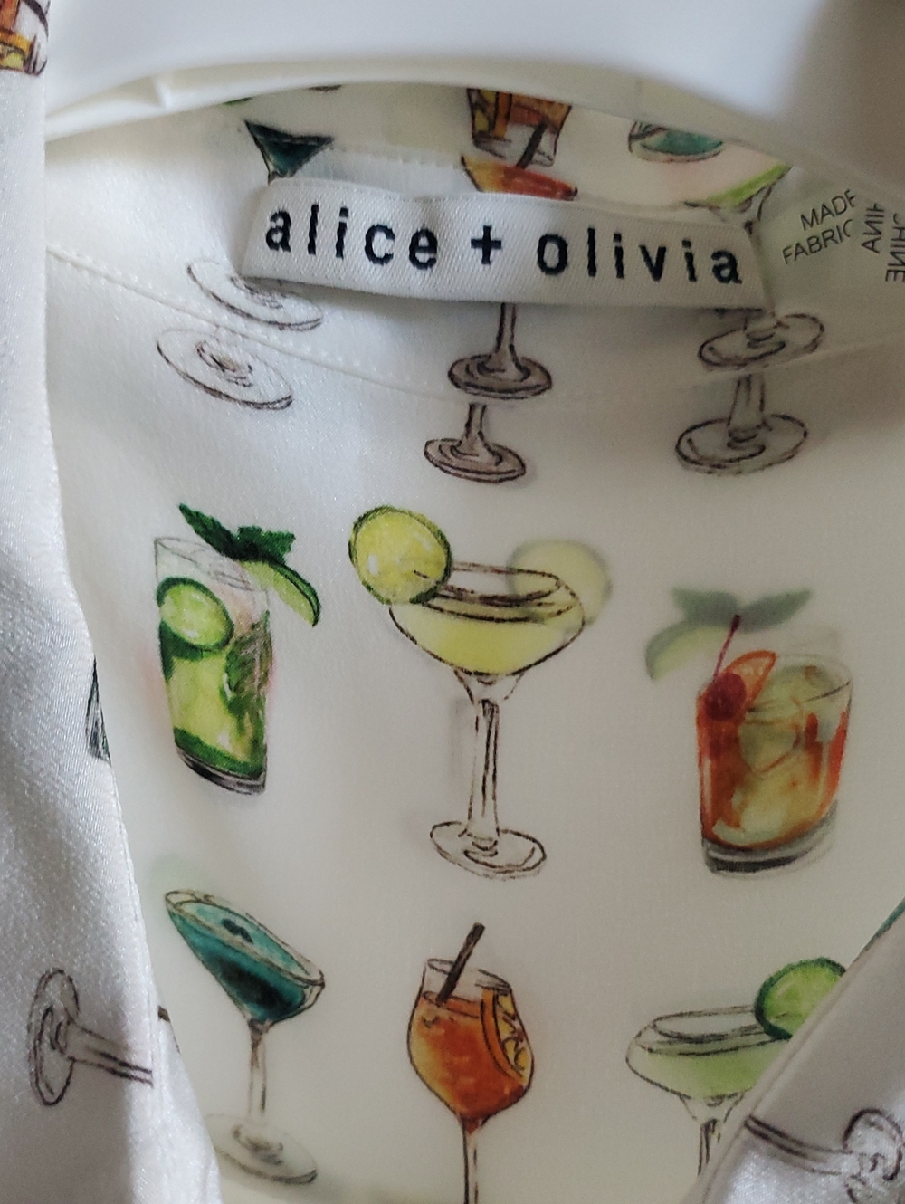 Short Sleeve Silk Blouse Cocktail Print